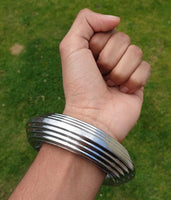 Sarbloh Chakri Kara Lines Design Iron Sikh Singh Khalsa Taksali Thick Bangle V36