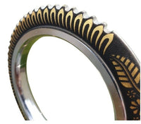 Sarbloh Tooth Kara Floral design Chakri Karha Punjabi Kada Sikh Singh Bangle N10