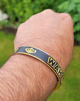 Waheguru Khanda Kara Black Gold Plated Kada Sikh Singh Kaur Khalsa Bangle P11