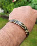 Waheguru Khanda Kara Black Gold Plated Kada Sikh Singh Kaur Khalsa Bangle P11