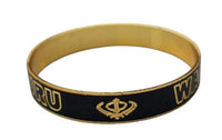 Waheguru Khanda Kara Black Gold Plated Kada Sikh Singh Kaur Khalsa Bangle P11