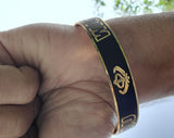 Waheguru Khanda Kara Black Gold Plated Kada Sikh Singh Kaur Khalsa Bangle P11