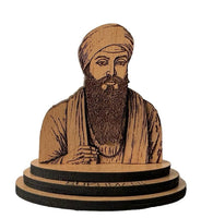 Sikh Guru Ram Das Ji Wood Carved Photo Portrait Sikh Desktop Stand Blessing OF25