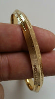 NEW Gold Plated Laser Engraved Khandas Sikh Singh Khalsa Kara Bangle Kada D9