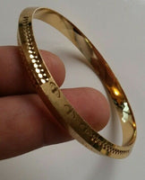 NEW Gold Plated Laser Engraved Khandas Sikh Singh Khalsa Kara Bangle Kada D9