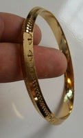 NEW Gold Plated Laser Engraved Khandas Sikh Singh Khalsa Kara Bangle Kada D9