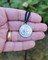 Sikh Ek Onkar Khanda Legend Pendant Silver Plated black thread Singh Necklace L5