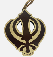 Wooden Khanda Car Hanger Punjabi Sikh Kaur Stunning Evil Protection pendant CC21