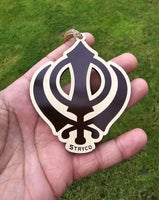 Wooden Khanda Car Hanger Punjabi Sikh Kaur Stunning Evil Protection pendant CC21