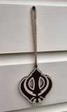 Wooden Khanda Car Hanger Punjabi Sikh Kaur Stunning Evil Protection pendant CC21