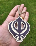 Wooden Khanda Car Hanger Punjabi Sikh Kaur Stunning Evil Protection pendant CC21