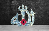 Stunning Diamonte Gold Plated AllahPoppy Muslim Islam British India Brooch Pin