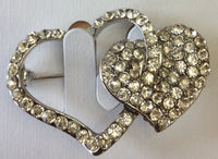 Elegant & Stylish Stunning Diamonte Silver plated Twin Heart Love Brooch Pin