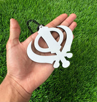 Acrylic Khanda Pendant Punjabi Sikh Singh Kaur Rear Mirror Car Hanger QQ11 NEW