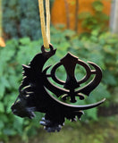 Sikh Lion Khanda Acrylic Panjabi Design Car Mirror HANGER Singh Kaur Panjabi New