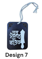 Sikh Punjabi Chardi Kala Design Car Mirror HANGER Singh Kaur Wood RR11 New