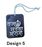 Sikh Punjabi Chardi Kala Design Car Mirror HANGER Singh Kaur Wood RR11 New