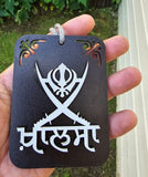 Sikh Punjabi Khanda Ek Onkar Khalsa Car Mirror HANGER Singh Kaur Wood RR12 New