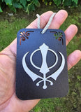 Sikh Punjabi Khanda Ek Onkar Khalsa Car Mirror HANGER Singh Kaur Wood RR12 New