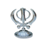 Silver Plated Khanda or Ek Onkar Sikh Car Dashboard Stand Singh Punjabi PP31 New