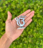 Silver Plated Khanda or Ek Onkar Sikh Car Dashboard Stand Singh Punjabi PP31 New