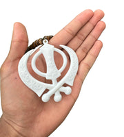 Acrylic Floral Khanda Sikh Singh Kaur Rear Mirror Car Hanger Wood Beads Mala OK2