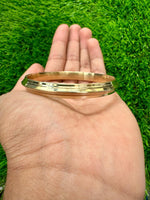 Sikh Brass Kara Collar Edged Lines Singh Kada 22ct Gold Look Hindu Bangle OK1