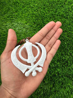 Acrylic Floral Khanda Sikh Singh Kaur Rear Mirror Car Hanger Wood Beads Mala OK2