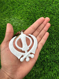 Acrylic Floral Khanda Sikh Singh Kaur Rear Mirror Car Hanger Wood Beads Mala OK2