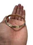 Sikh Brass Kara Collar Edged Lines Singh Kada 22ct Gold Look Hindu Bangle OK1