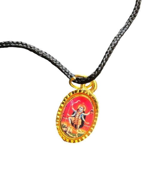 Hindu Durga Kali Mata Oval Pendant in Black Evil Eye Nazar Shield Thread MM23