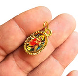 Hindu Durga Kali Mata Oval Pendant in Black Evil Eye Nazar Shield Thread MM23