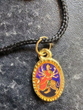 Hindu Durga Kali Mata Oval Pendant in Black Evil Eye Nazar Shield Thread MM23