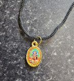 Hindu Durga Kali Mata Oval Pendant in Black Evil Eye Nazar Shield Thread MM23