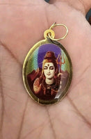 Hindu Shiv Ji Hanuman Ji Oval Pendant in Black Evil Eye Nazar Shield Thread MM22