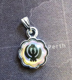 Sikh Khanda Pendant Punjabi Singh Locket Evil Eye Protect black Dori Thread PP33