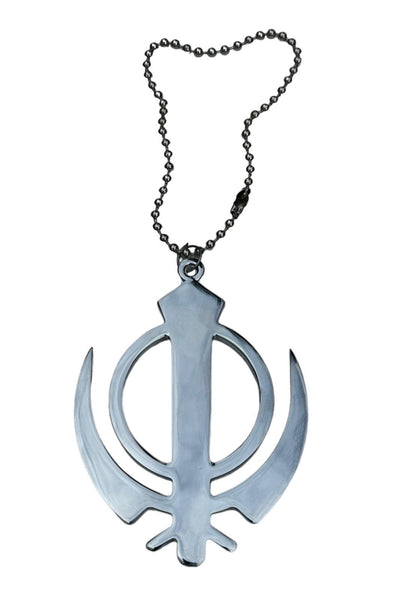 Sikh Steel Khanda Singh Kaur Pendant Punjabi Car Mirror Hanger Ball Chain F33