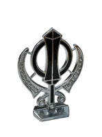 Silver Plated Khanda Diamonte Design Car Dashboard Stand Singh Kaur Punjabi F34