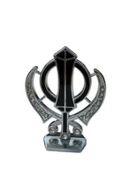 Silver Plated Khanda Diamonte Design Car Dashboard Stand Singh Kaur Punjabi F34