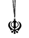 Black Metal Khanda Pendant Punjabi Sikh Singh Kaur Car Rear Mirror Hanger F36