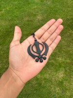 Black Metal Khanda Pendant Punjabi Sikh Singh Kaur Car Rear Mirror Hanger F36