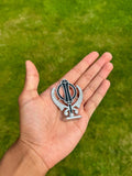 Silver Plated Khanda Diamonte Design Car Dashboard Stand Singh Kaur Punjabi F34