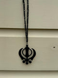 Black Metal Khanda Pendant Punjabi Sikh Singh Kaur Car Rear Mirror Hanger F36