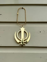 Sikh Steel Khanda Singh Kaur Pendant Punjabi Car Mirror Hanger Ball Chain F33