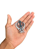 Silver Plated Khanda Diamonte Design Car Dashboard Stand Singh Kaur Punjabi F34