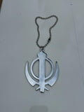 Sikh Steel Khanda Singh Kaur Pendant Punjabi Car Mirror Hanger Ball Chain F33