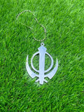 Sikh Steel Khanda Singh Kaur Pendant Punjabi Car Mirror Hanger Ball Chain F33