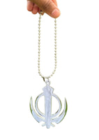 Sikh Steel Khanda Singh Kaur Pendant Punjabi Car Mirror Hanger Ball Chain F33