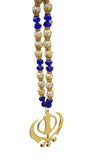 Gold Plated Khanda Beaded Mala Pendant Sikh Singh Kaur Car Mirror Hanger F37 NEW