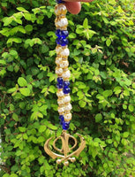 Gold Plated Khanda Beaded Mala Pendant Sikh Singh Kaur Car Mirror Hanger F37 NEW